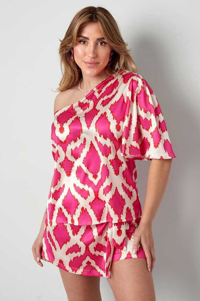 One-shoulder top tropical bliss - fuchsia Picture6